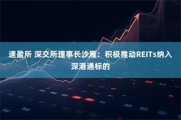 速盈所 深交所理事长沙雁：积极推动REITs纳入深港通标的
