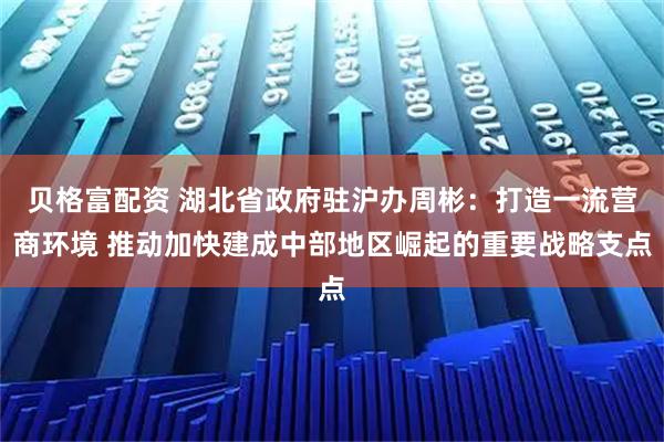 贝格富配资 湖北省政府驻沪办周彬：打造一流营商环境 推动加快建成中部地区崛起的重要战略支点